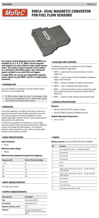DMC-A Converter: Fuel Flow Sensor